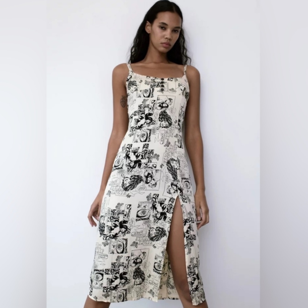 Urban Outfitters UO Tiera Slit Midi Slip Dress Size Small - Picture 2 of 7